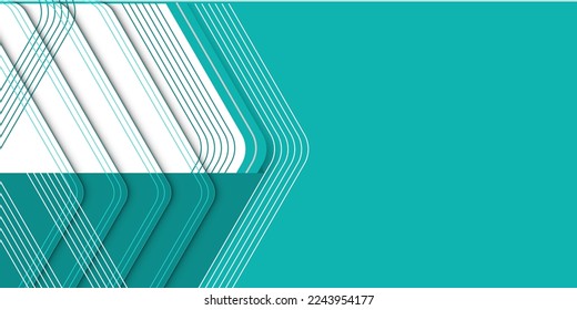 Hexagon Tech Light Abstract turquoise color Memphis Geometric Wide Banner Design Background