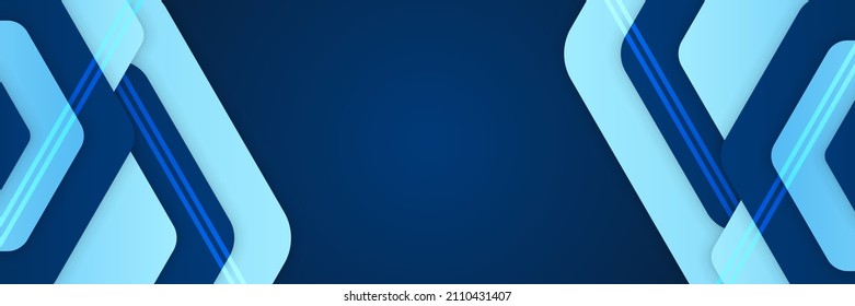Hexagon Tech Light Blue Abstract Memphis Geometric Wide Banner Design Background