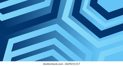 Hexagon Tech Light Blue Abstract Memphis Geometric Wide Banner Design Background
