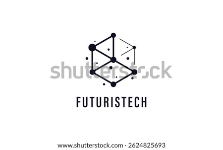 Hexagon Tech Logo with Abstract Dots and Futuristic Connection Design