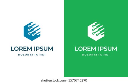 Hexagon Tech logo designs template, Technology logo. Geometric logo symbol vector