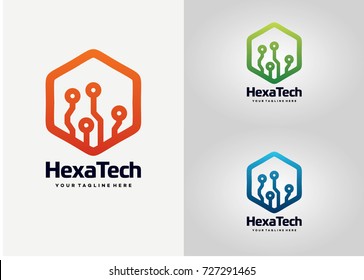 Hexagon Tech Logo Template Design. Creative Vector Emblem, for Icon or Design Concept.