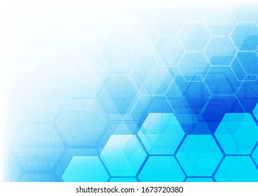 hexagon technology background with soft circuit board  hi-tech digital data connection system and computer electronic desing