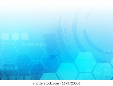 hexagon technology background with soft circuit board  hi-tech digital data connection system and computer electronic desing