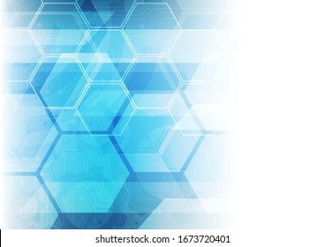 hexagon technology background with soft circuit board  hi-tech digital data connection system and computer electronic desing
