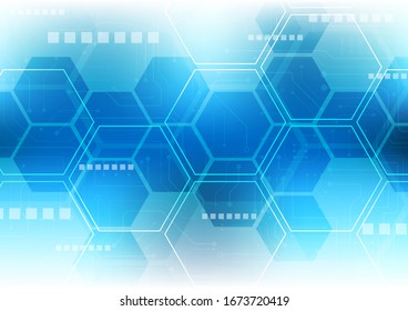 Hexagon-Technologie-Hintergrund mit Soft-Circuit-Mainboard, High-Tech-System für digitale Datenverbindung und Computer-elektronisches Design