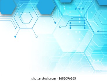 hexagon technology background with soft circuit board  hi-tech digital data connection system and computer electronic desing