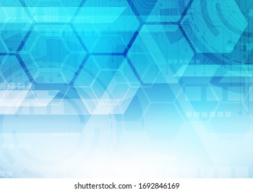 hexagon technology background with soft circuit board  hi-tech digital data connection system and computer electronic desing