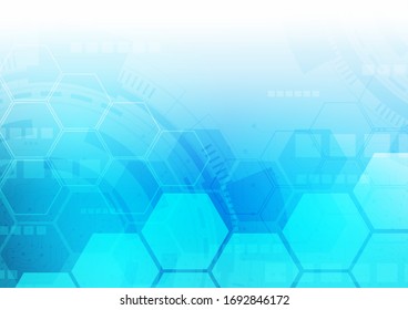 hexagon technology background with soft circuit board  hi-tech digital data connection system and computer electronic desing