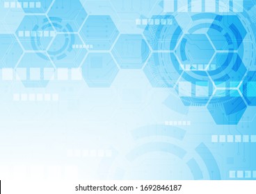 hexagon technology background with soft circuit board  hi-tech digital data connection system and computer electronic desing