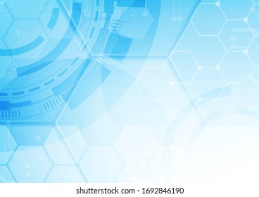 hexagon technology background with soft circuit board  hi-tech digital data connection system and computer electronic desing