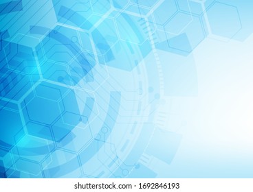 hexagon technology background with soft circuit board  hi-tech digital data connection system and computer electronic desing