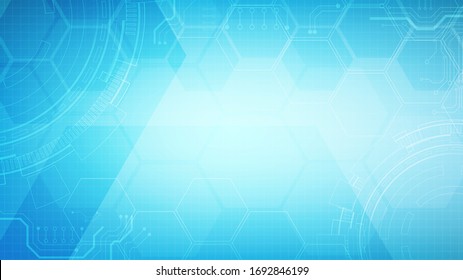 hexagon technology background with soft circuit board  hi-tech digital data connection system and computer electronic desing