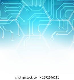 fondo de tecnología hexagonal con tarjeta de circuitos flexibles sistema de conexión de datos digitales de alta tecnología y diseño electrónico informático