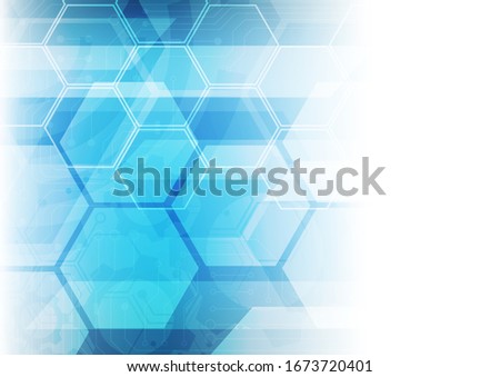 hexagon technology background with soft circuit board  hi-tech digital data connection system and computer electronic desing