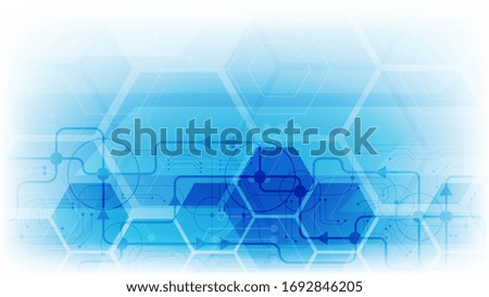 hexagon technology background with soft circuit board  hi-tech digital data connection system and computer electronic desing