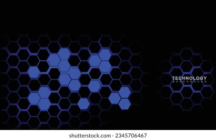 La tecnología del hexágono es un fondo abstracto en colores negro y azul. Elegante ilustración vectorial brillante