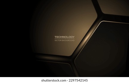 Hexagon technology black and gold colored honeycomb abstract background. Vector illustration