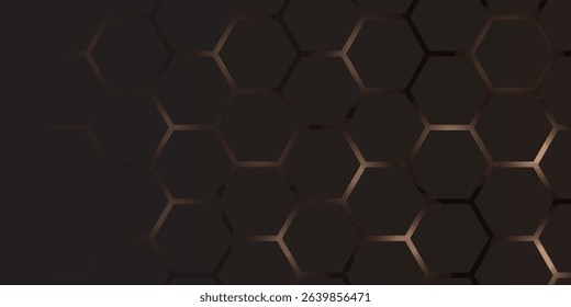 Hexagon technology black and gold colored honeycomb abstract background. Vector illustration