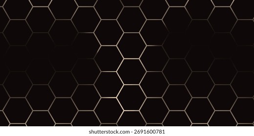 Hexagon technology black and gold colored honeycomb abstract background. Vector illustration