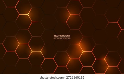 Hexagon-Technologie braun und orangefarbene Wabe abstrakten Hintergrund. Sechseckige Vektorgrafik