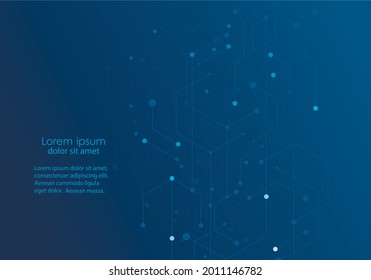 La tecnología hexagonal se conecta en un estilo moderno con un fondo azul. Red de conexión a Internet de alta tecnología digital. Resumen de diseño gráfico de tecnología de fondo