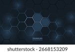 Hexagon technology dark blue honeycomb abstract background. Vector illustration with hexagonal texture
