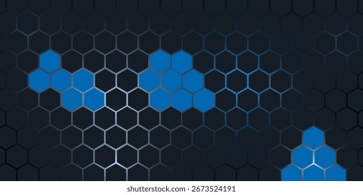 Hexagon technology dark blue honeycomb abstract background. eps10 vector