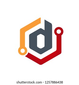 Hexagon Technology Letter D Vector Logo
