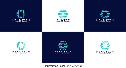 colección de inspiración del diseño del logotipo de la tecnología hexagonal