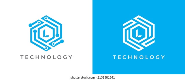 Hexagon Technology Logo icon symbol with Letter L. Vector logo template