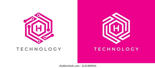Hexagon Technology Logo icon symbol with Letter H. Vector logo template