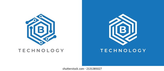 Hexagon Technology Logo icon symbol with Letter B. Vector logo template