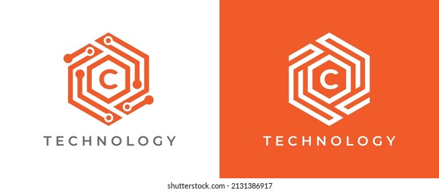 Hexagon Technology Logo icon symbol with Letter C. Vector logo template