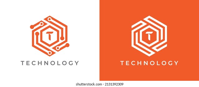 Symbol für das Logo der Hexagon-Technologie mit Buchstabe T. Vektorlogo-Vorlage