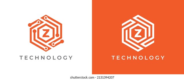 Símbolo del icono del logotipo de la tecnología de hexágono con la letra Z. Plantilla de logotipo del vector