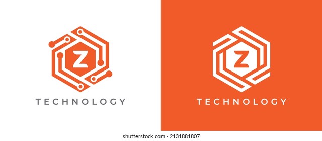 Símbolo de icono del logotipo de la tecnología de hexágono Diseño con letra Z. Plantilla de logotipo del vector