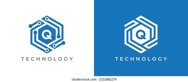 Hexagon Technology Logo icon symbol Design with Letter Q. Vector logo template