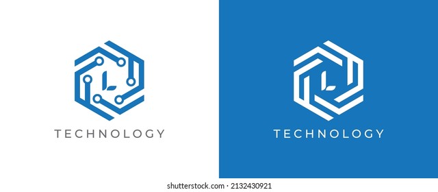 Hexagon Technology Logo icon symbol Design with Letter L. Vector logo template