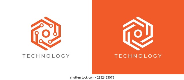 Hexagon Technology Logo icon symbol Design with Letter O. Vector logo template