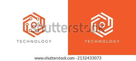 Hexagon Technology Logo icon symbol Design with Letter O. Vector logo template