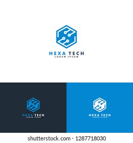 hexagon technology logo template vector illustration