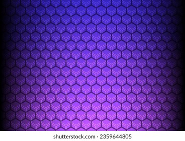 Fondo abstracto vectorial de tecnología hexagonal. Tecnología nanotecnológica brillante azul y púrpura en tecnología moderna de ilustración vectorial de fondo futurista. Cuadrícula de textura.