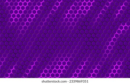 Tecnología de hexágono fondo abstracto del vector de peine de miel violeta y morado.