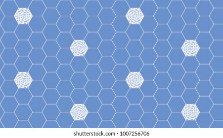 Hexagon template. Color and shades of blue. Element of tile, insert into the overall composition. Vector pattern similar to mosaic