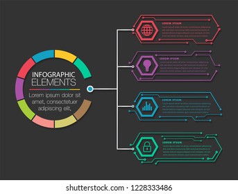 hexagon text box circuit template for website