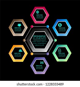 hexagon text box circuit template for website
