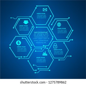 hexagon text box circuit template for website