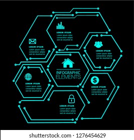 hexagon text box circuit template for website