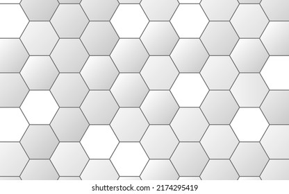 Hexagon texture. Grey honeycomb mosaic. Realistic mesh cells. Abstract geometric grid. Futuristic hexagonal wallpaper. Vector illustration.